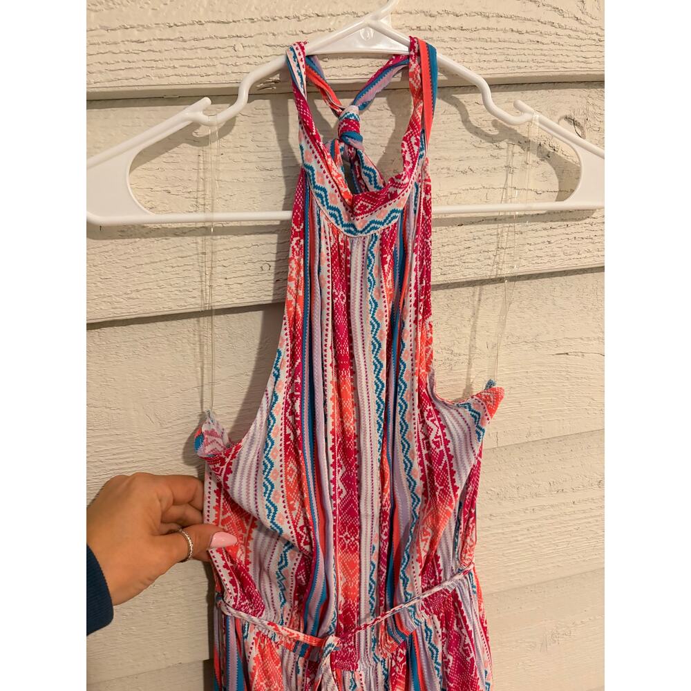 Savanna Jane Halter Jumpsuit Boho Print Tie Waist Tapered Leg Small - Picture 4 of 5